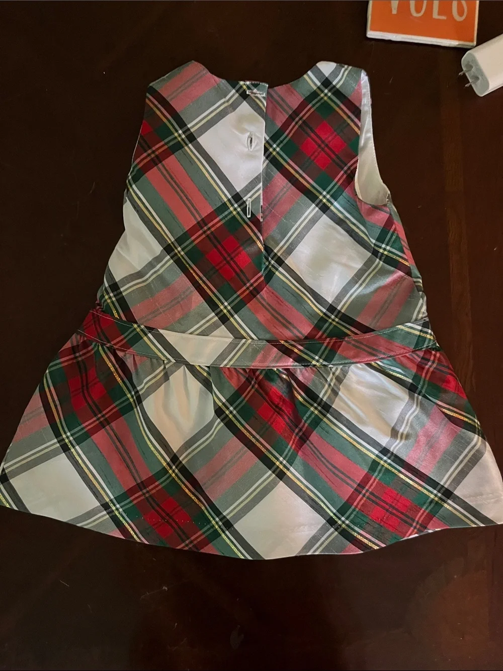 Gymboree Red, Green and White Plaid Holiday Dress with Bow